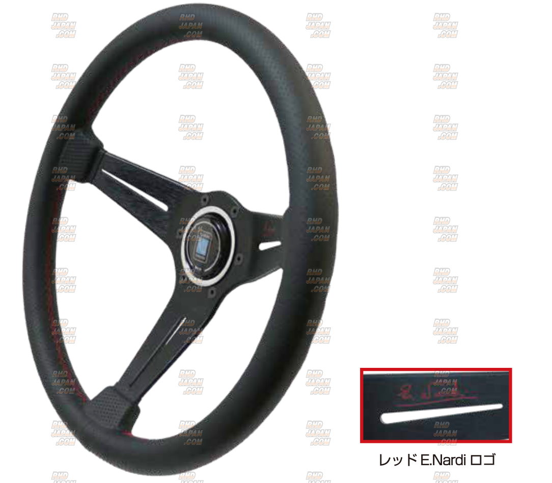 NARDI Steering Wheel Sports Type Rally 340mm - Red Logo / Stitch